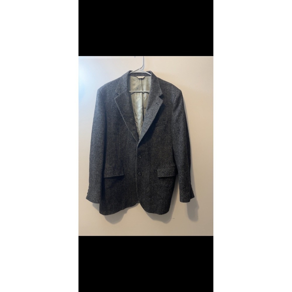 HuntValley tweed twill blazer featuring a herringbone‎ 100% Wool Made In USA 42L